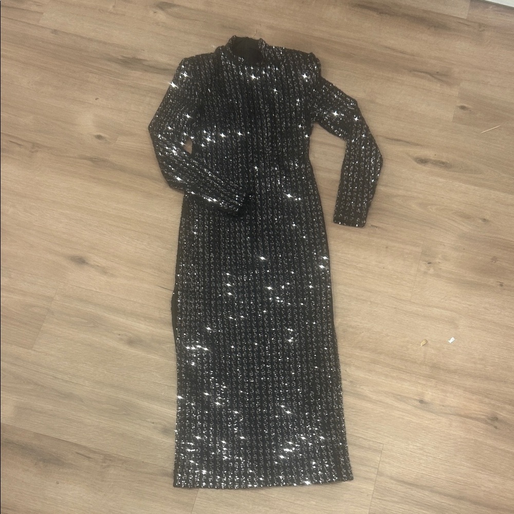 Smythe Black Sequin Long Sleeve Dress